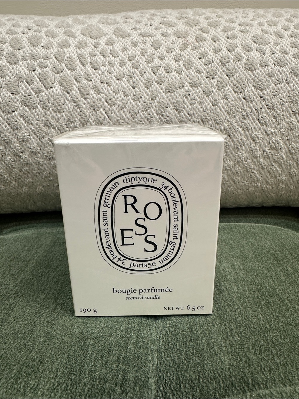 diptyque Roses Scented Candle - White and Black Packaging